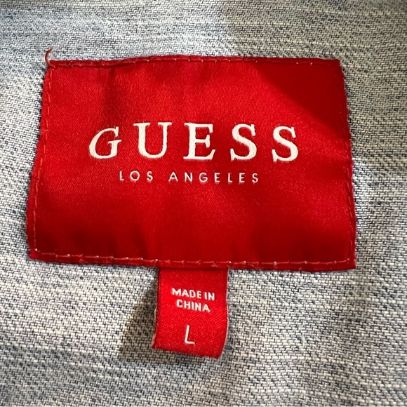 Vintage Guess Distressed Denim Jean Jacket Size Large - Picture 12 of 13